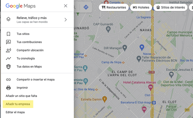 nueva empresa en perfil de empresa de google en Maps